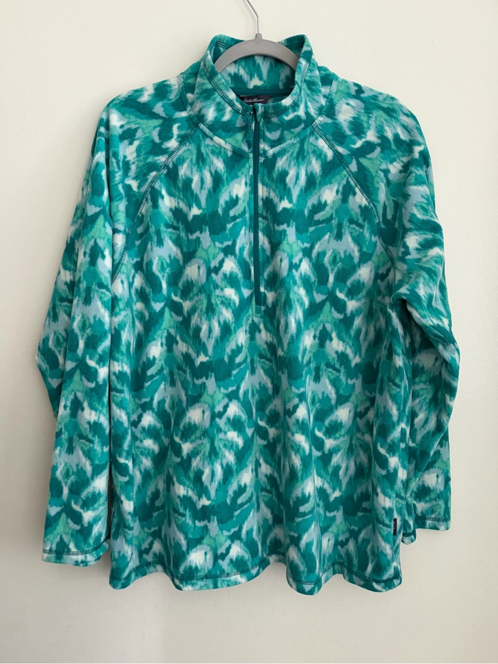 EDDIE BAUER Fleece 1/4 Zip Jacket - Women's Size XXL - Blue/Green Comfy Cozy